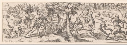 Hunt of Wolves with the Help of a Net