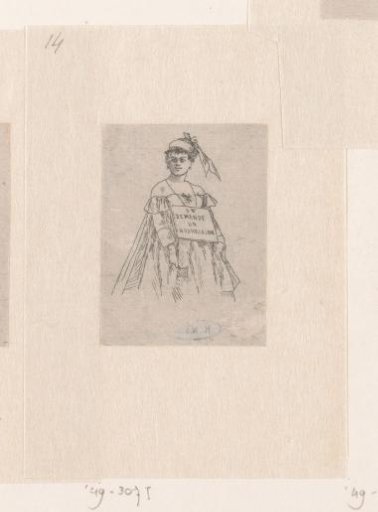 Woman with a Placard around her Neck