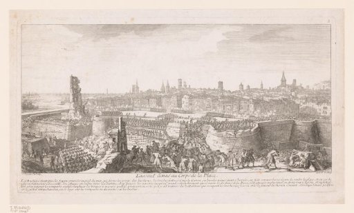 City View with an Army Breaking Through Destroyed Defenses