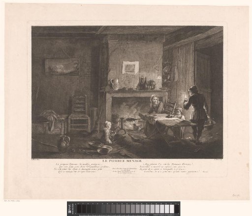 Interior with a family preparing a meal