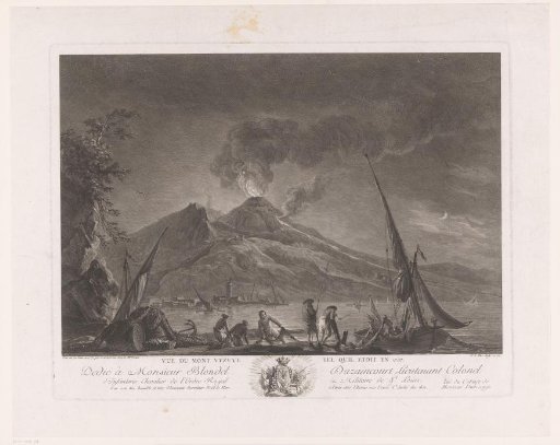 Landscape with fishermen and an active Vesuvius