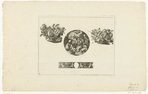 Clock Case, Two Flower Baskets, and a Strip