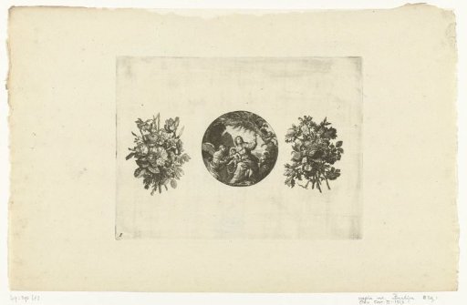 Clock Case Between Two Bouquets