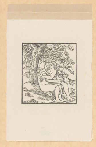 Daphnis and Chloe embrace each other under an oak