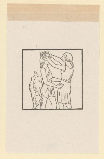 Chloë placing a laurel wreath on Daphnis's head