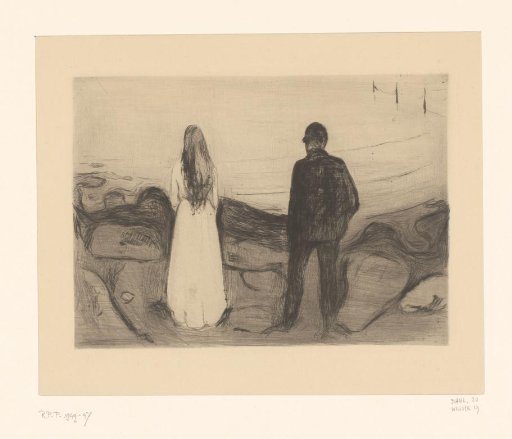 Man and woman standing on the shore