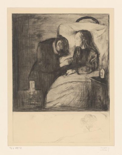 Woman beside a sick child