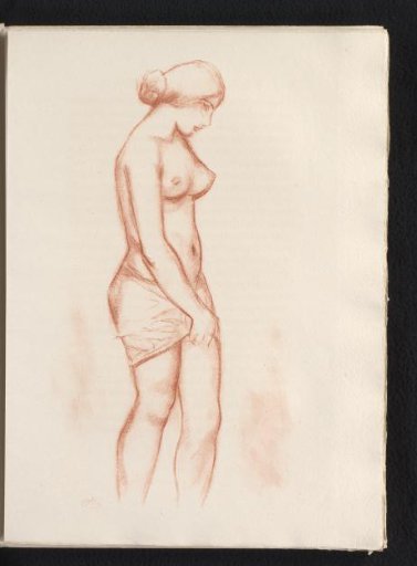 Standing woman with exposed upper body