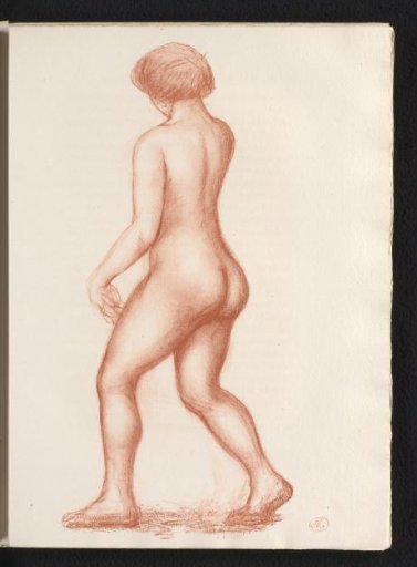 Walking nude woman, seen from behind