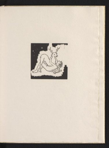 Recumbent nude man with a stag