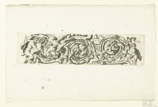 Foliate scroll with a satyr embracing a nymph on the left
