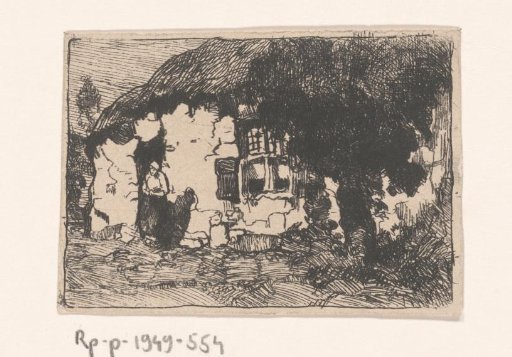 Old house with woman