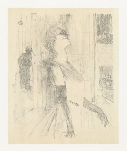 Portrait of actress Yvette Guilbert during performance