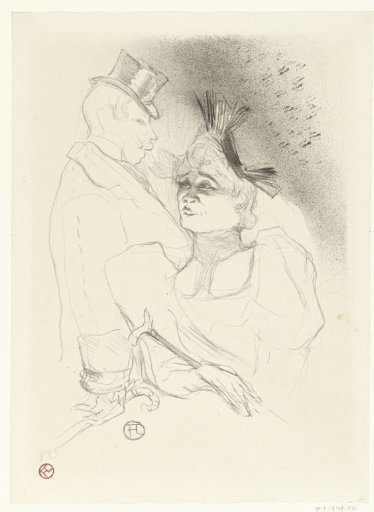 Portrait of singer Marcelle Lender and comedian Louis Bouchenez or the Baron during a performance