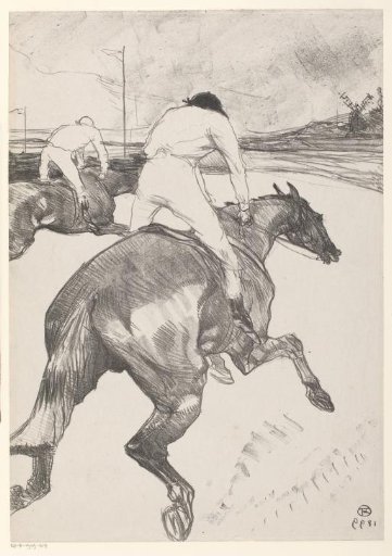 Two jockeys on horseback