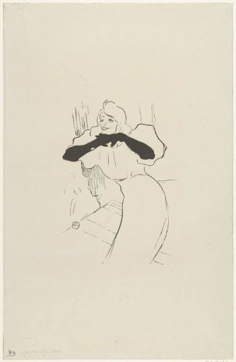 Portrait of the actress Yvette Guilbert during her performance in Linger longer loo