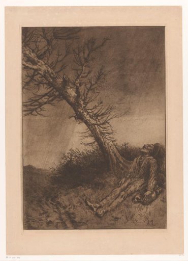 Dead old man under a tree