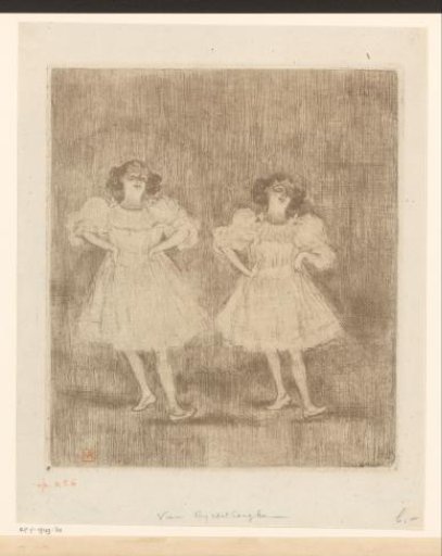 Two dancing young women with hands on hips