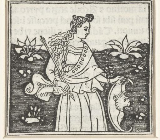 Woman with Arrow and Coat of Arms
