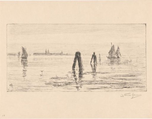 Lagoon of Venice with Three Sailing Ships