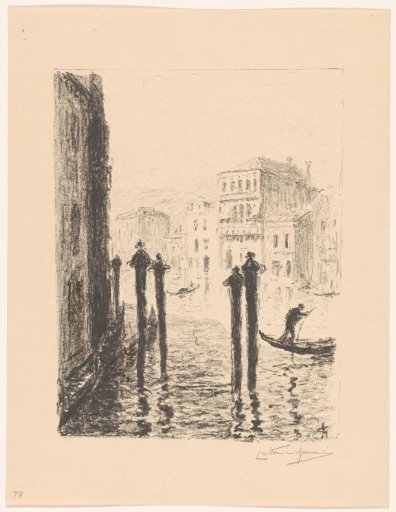 Canal with two gondolas in Venice
