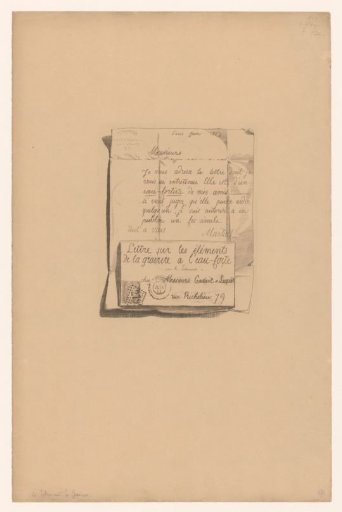 Title page with letter with an envelope lying on it