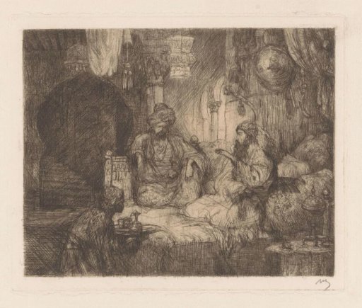 Ottoman Interior with Two Men and a Servant