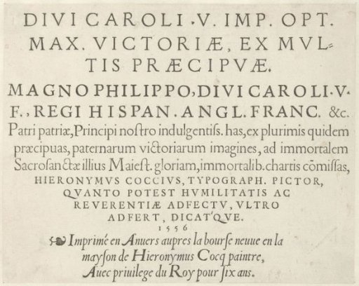 Title print for a series on the victories of Emperor Charles V
