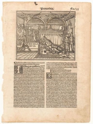Koning Salomon in bed en aan een schrijftafel
