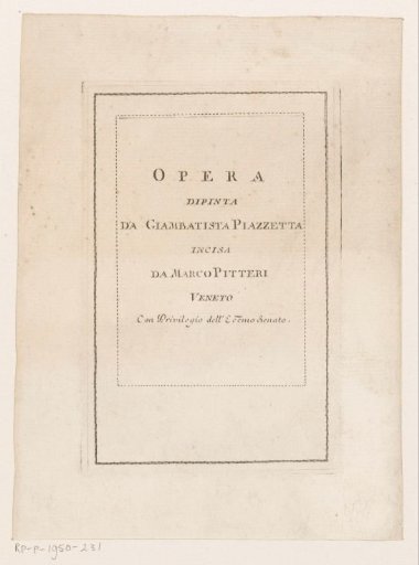 Title print for a series of portraits of Giovanni Battista Piazzetta