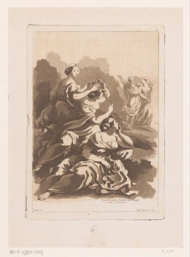 Three Graces Seated in the Foreground, with Three More Dancing Graces in the Background