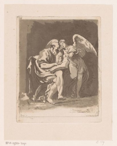 Old Man Reading, Accompanied by an Angel