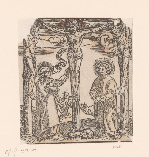 Christ on the Cross with Mary, John the Evangelist and the two thieves