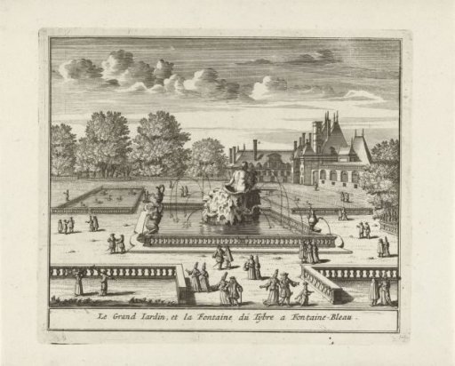 View of the Grand Jardin and the Bassin de Tibre of the Palace of Fontainebleau