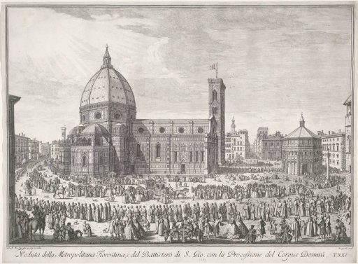 Procession in front of the Santa Maria del Fiore and the Battistero di San Giovanni in Florence