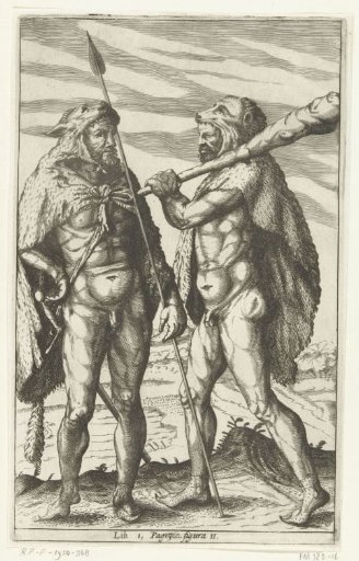 Two Warriors Cloaked in Bear Skins, Figure II
