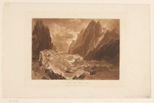 View of the Mer-de-Glace glacier near Mont Blanc