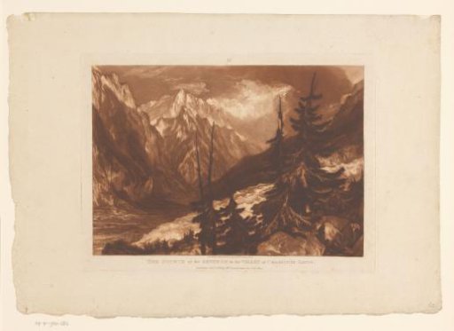 View of the valley of Chamonix with the river Arveyron