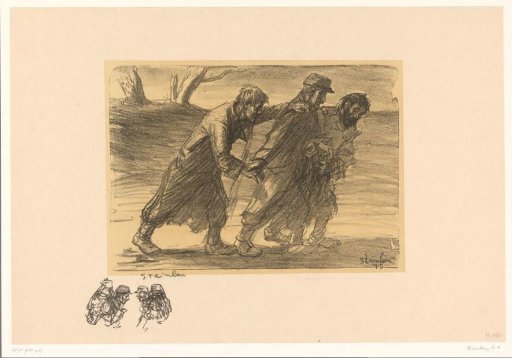 Three Trench Soldiers Dragging Themselves Forward in a Spirit of Comradeship