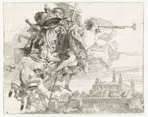 Fame and Putti with the Coat of Arms of Karl Philipp von Greiffenklau and Attributes of a Bishop Above Marienberg in Würzburg