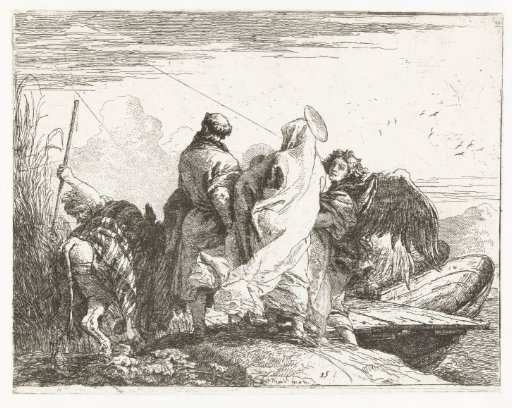 The Holy Family Accompanied by an Angel on the Shore by a Boat