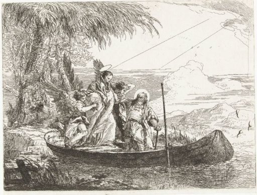 The Holy Family Embarking Accompanied by Angels into a Boat
