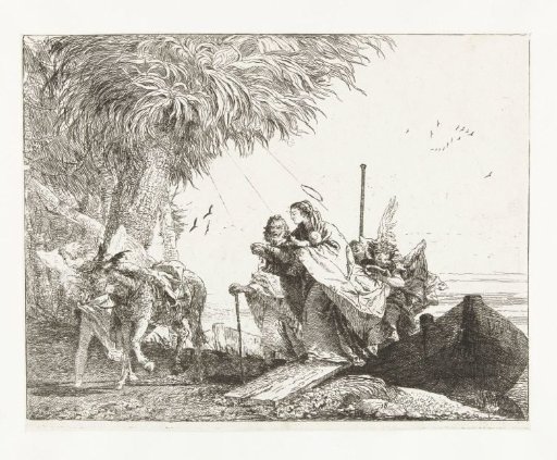 The Holy Family Disembarking from a Boat Accompanied by Angels