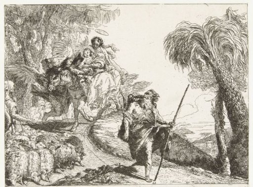 The Holy Family and Angels Passing a Shepherdess with a Flock of Sheep