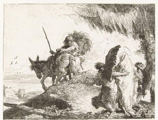Mary and Joseph with Two Angels During the Flight into Egypt