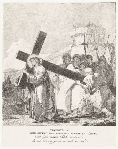 Simon of Cyrene Helps Christ Carry the Cross