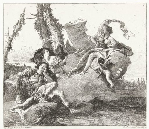 Rinaldo falls in love with Armida through the intervention of Venus and Cupid
