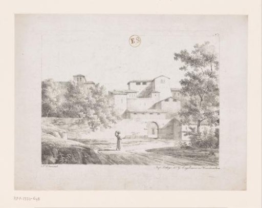 View of a walled Italian city from an access road