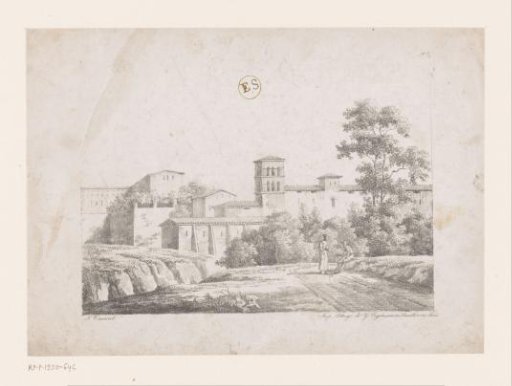 Two figures outside the walls of an Italian city