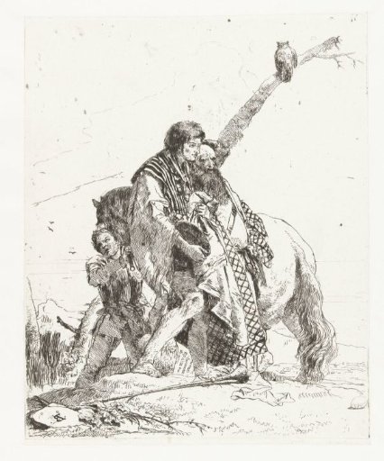 Magician and Two Boys by a Horse